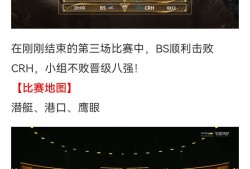 【资讯】仅丢2分，BS击败CRH小组不败晋级八强！游戏攻略_手游下载